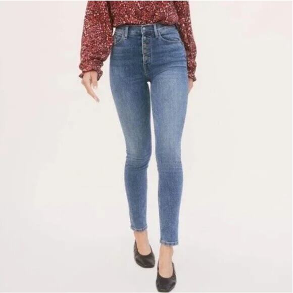 Reformation Jeans Harper Button Fly High Rise Skinny Jeans In ION Wash Sz 25 - Picture 1 of 13